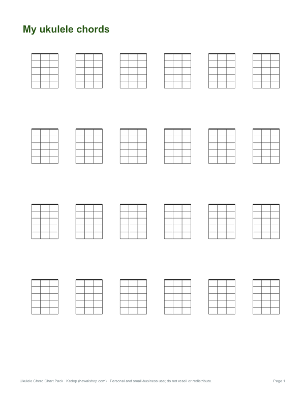 Preview of Printable Blank Ukulele Chord Boxes